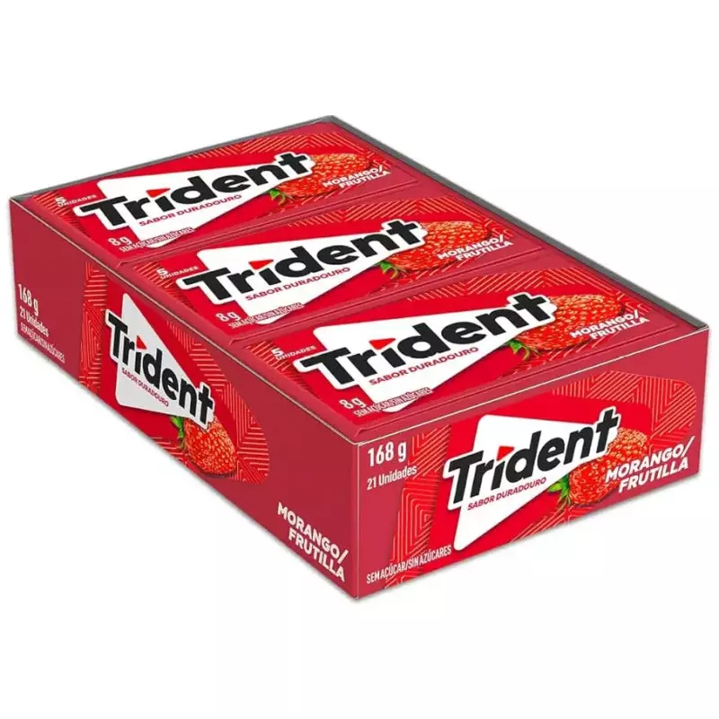 chiclete trident morango cx21 unid