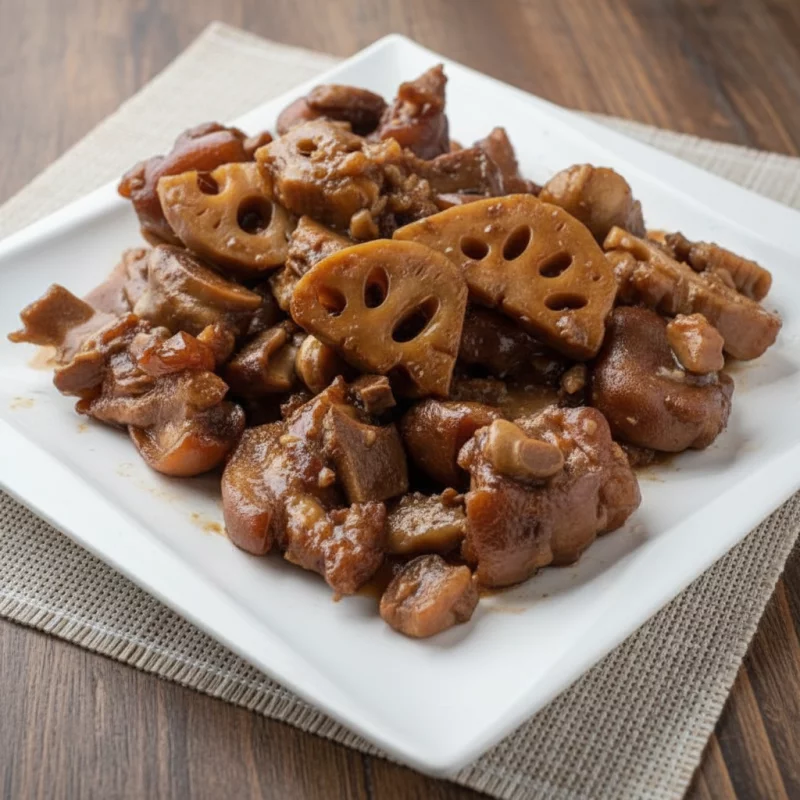 RAIZ DE LOTO CON PATITAS CERDO 莲藕焖猪手