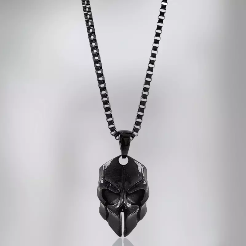 Black Spartan Helmet Necklace