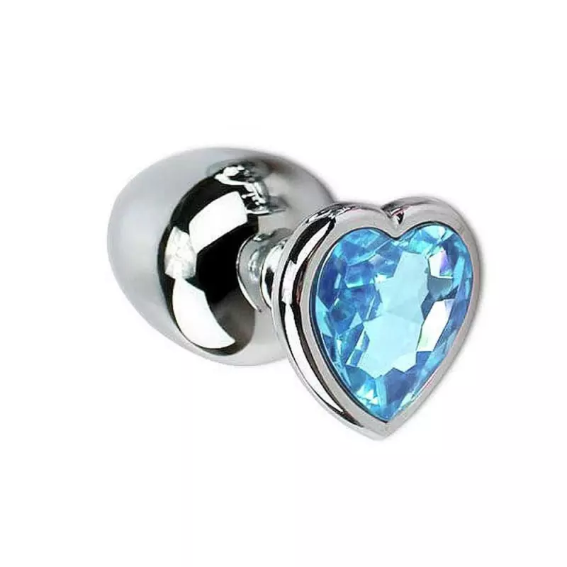 PL009P - Plug Coração Prata Azul