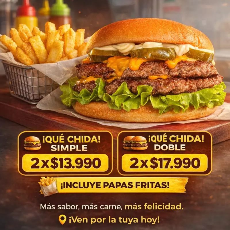 Promo 2 Chidas Simples + Papas
