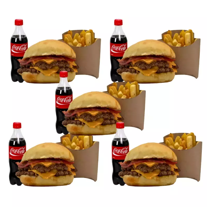 5 Classic doble +5 papas +5 bebidas