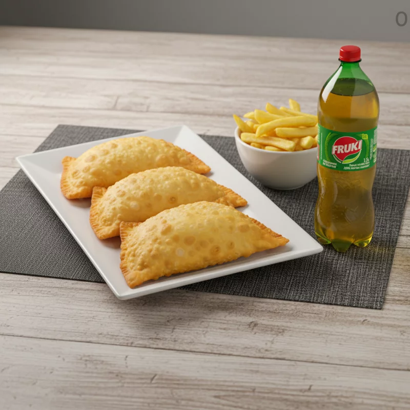 3 Pastéis Médios + Fritas