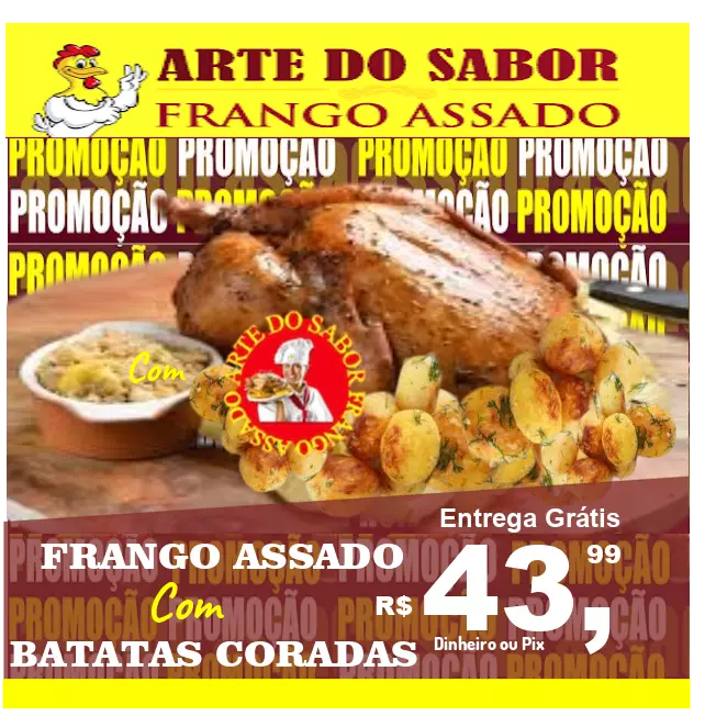 FRANGO ASSADO COM BATATAS CORADAS.