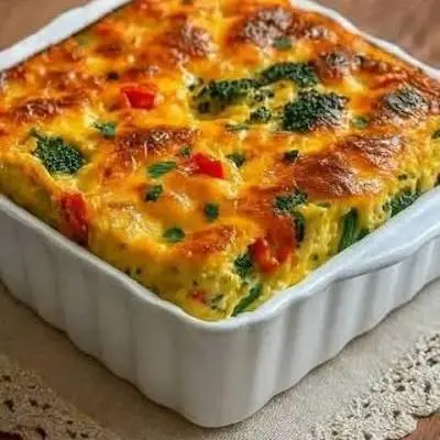 Suflê de seleta de legumes com queij