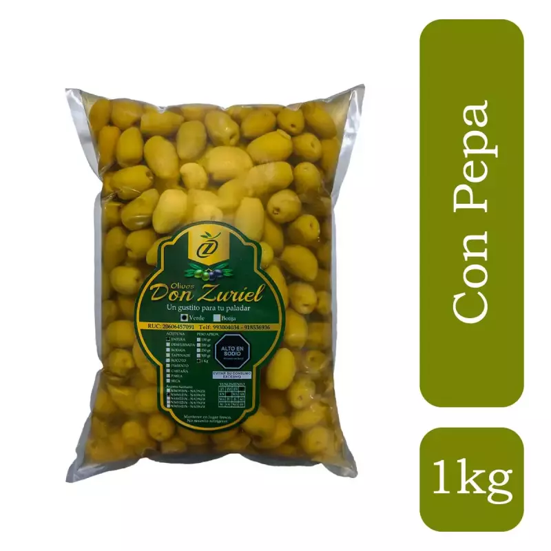 Aceituna verde con pepa 1000gr