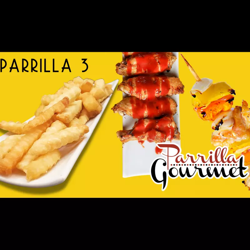 Parrilla 3 - Brochetas Alitas Papas