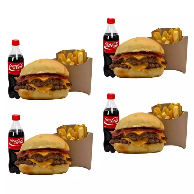 4 Classic doble +4 papas +4 bebida