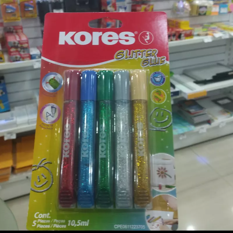 pegamento con diamantina kores