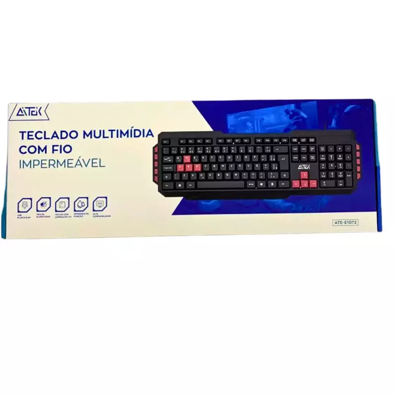 TECLADO C/ATALHOS C/FIO ATE-E1072